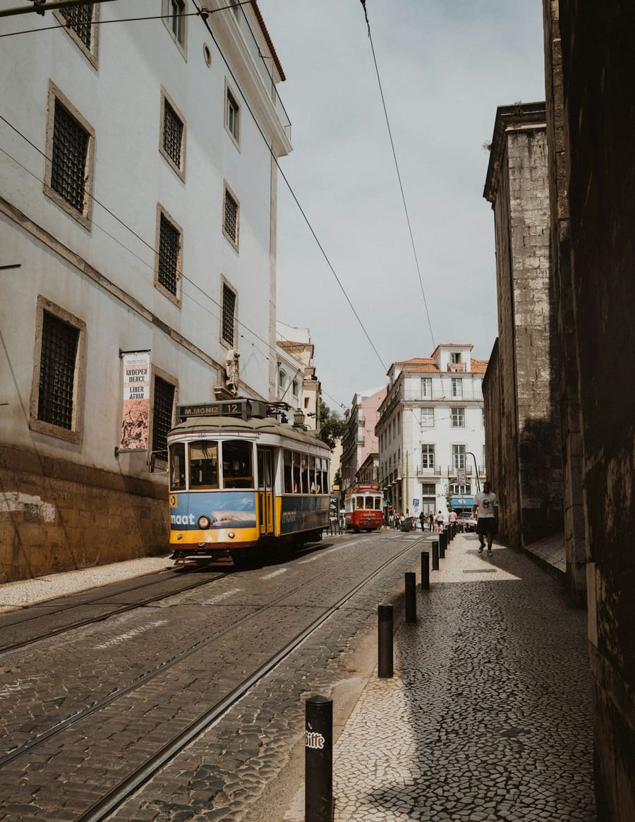 A tram on a Lisbon street